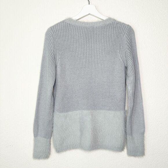 Hem & Thread Gray Faux Fur Hem , Cuff and Collar Sweater S - Picture 6 of 9
